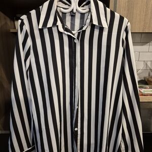 SHEIN Monochrome Striped Men's Shirt Jacket